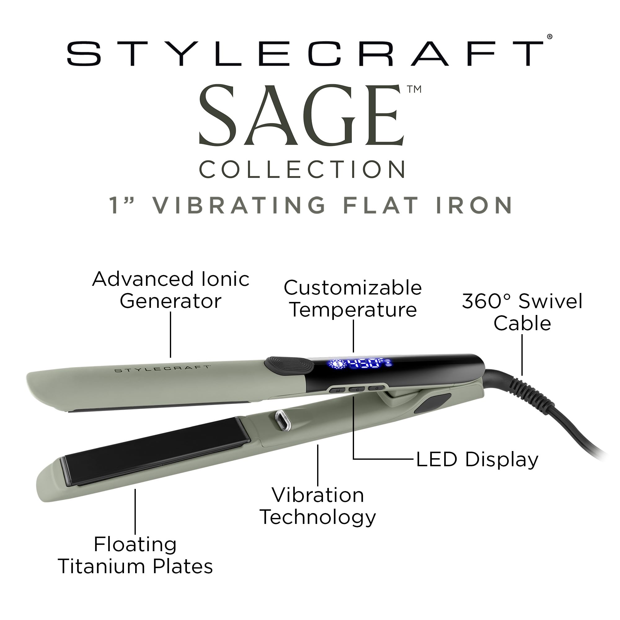 Zazen Titanium Nano Silver Digital Professional Flat Iron, Z-M